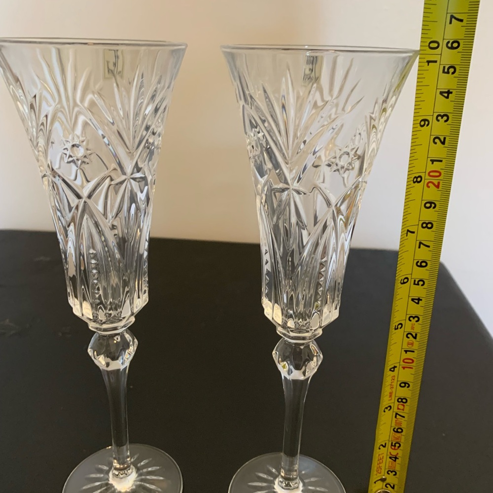 NWT Two Beautiful Crystal Champange Flutes. Made by JG Durand Cut Crystal France - Picture 3 of 5